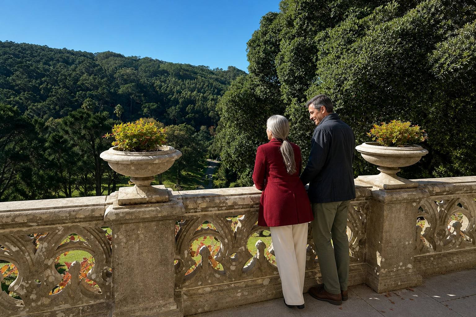Casal num terraço histórico de Sintra
